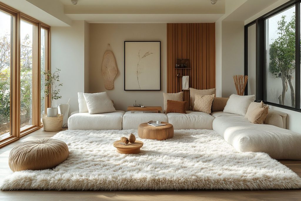 Comment intégrer un tapis shaggy dans un intérieur scandinave