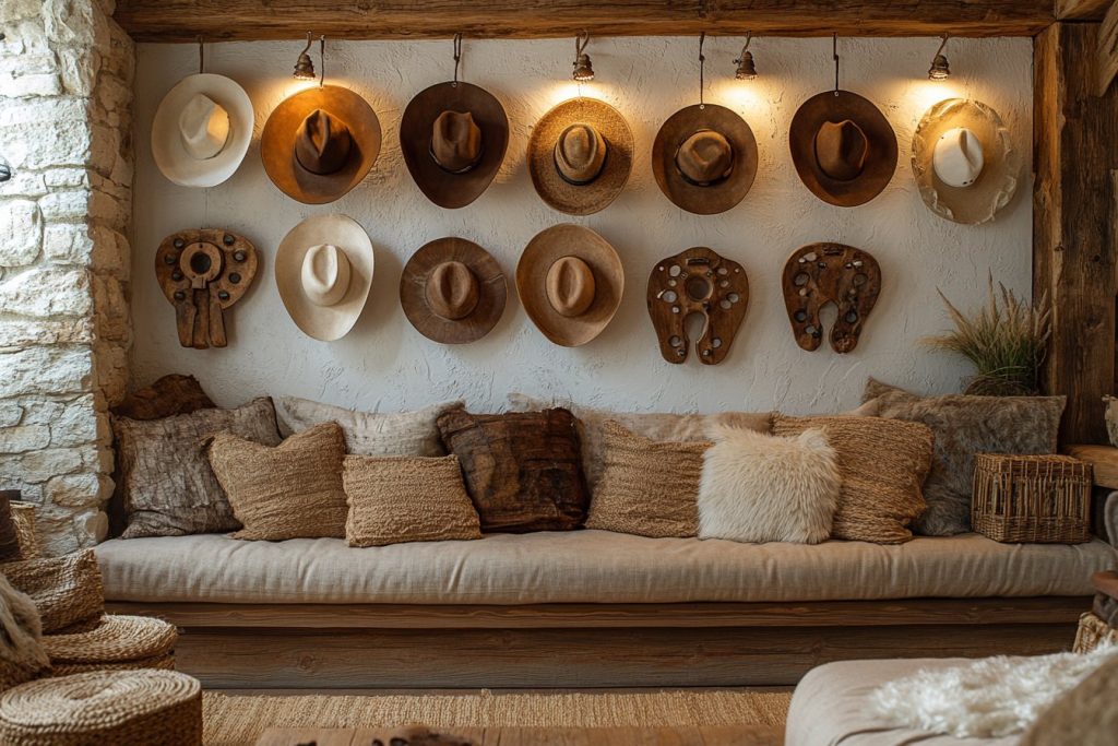 Chapeaux suspendus et boucles sculptées : une touche western pour votre maison