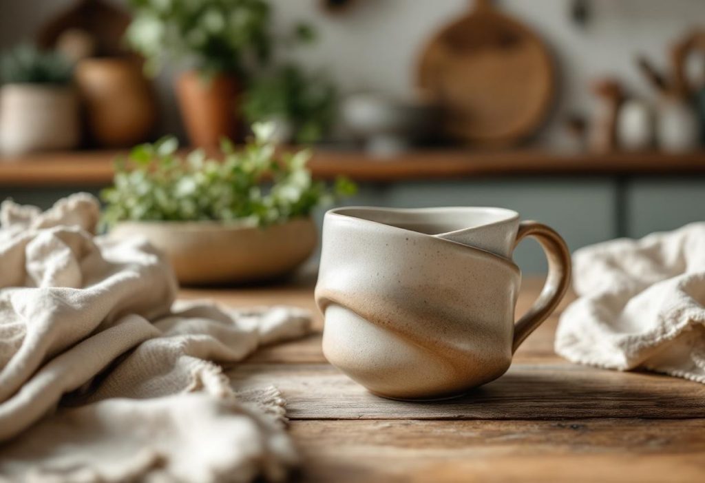 La théière est has-been : vive le mug sculptural dans une cuisine bohème !