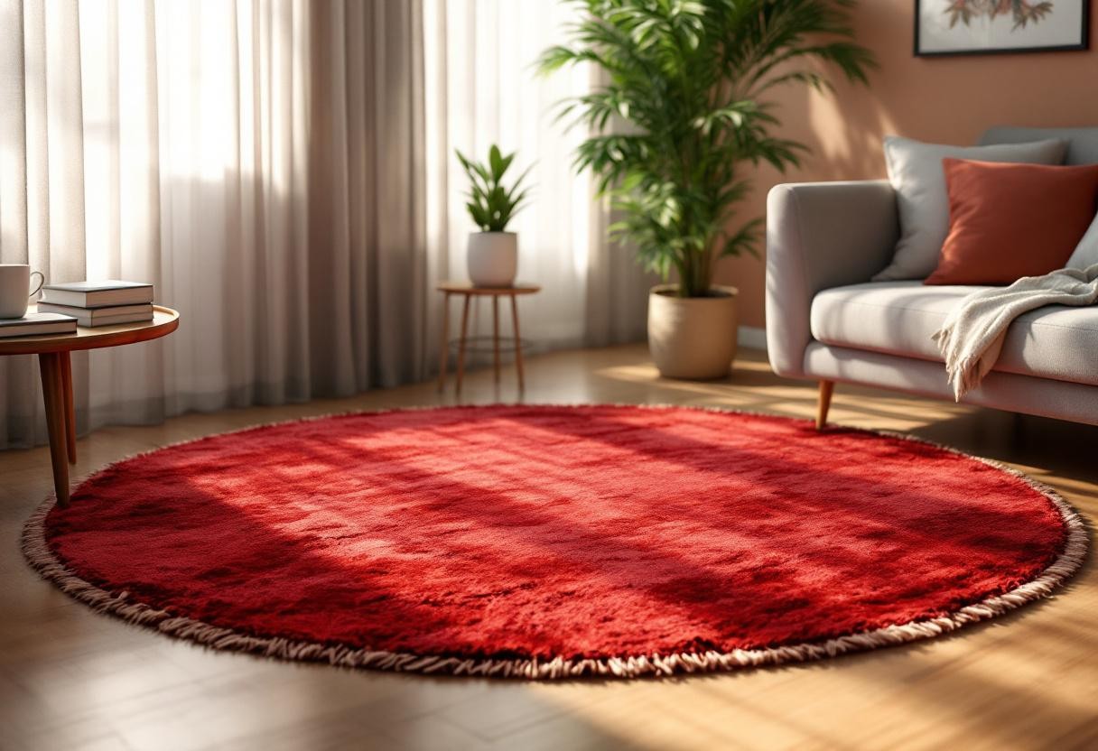 Osez le tapis rond rouge pour une déco passionnée
