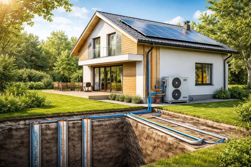 Installer une pompe à chaleur et système géothermique dans votre maison basse consommation neuve