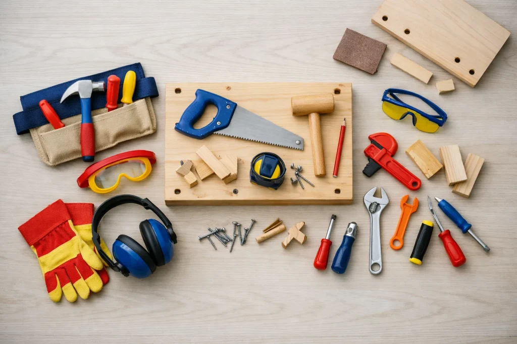 Bricoler avec ses enfants : établi, premiers outils et sécurité dès 6 ans