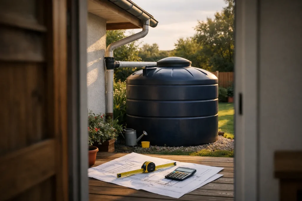 Récupérateur d&rsquo;eau de pluie : dimensionner sa cuve avec la surface de toit (formule simple)