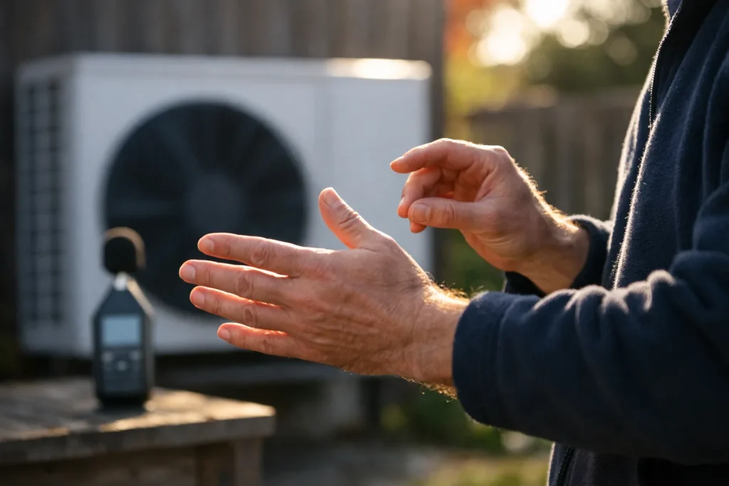 Décibels d&rsquo;une pompe à chaleur : 35, 45, 60 dB(A), ce que dit la réglementation voisinage